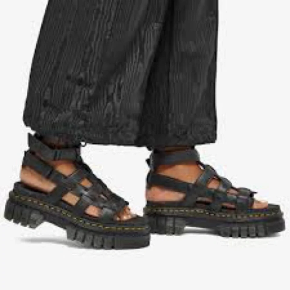 Dr. Martens Black Leather Platform Cage Sandals
